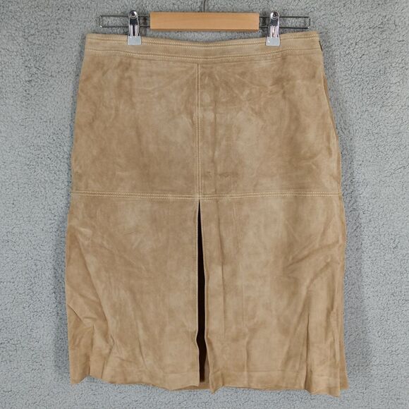 Ann Taylor LOFT Women's‎ Size 8 Tan Suede Leather Pencil Skirt Knee Length - Picture 1 of 8